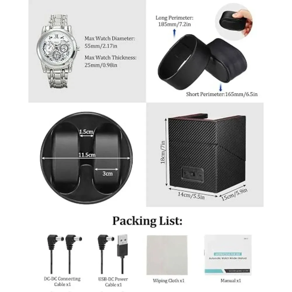 GLOKUUCA Dual Watch Winder - Black Carbon Fiber Leather